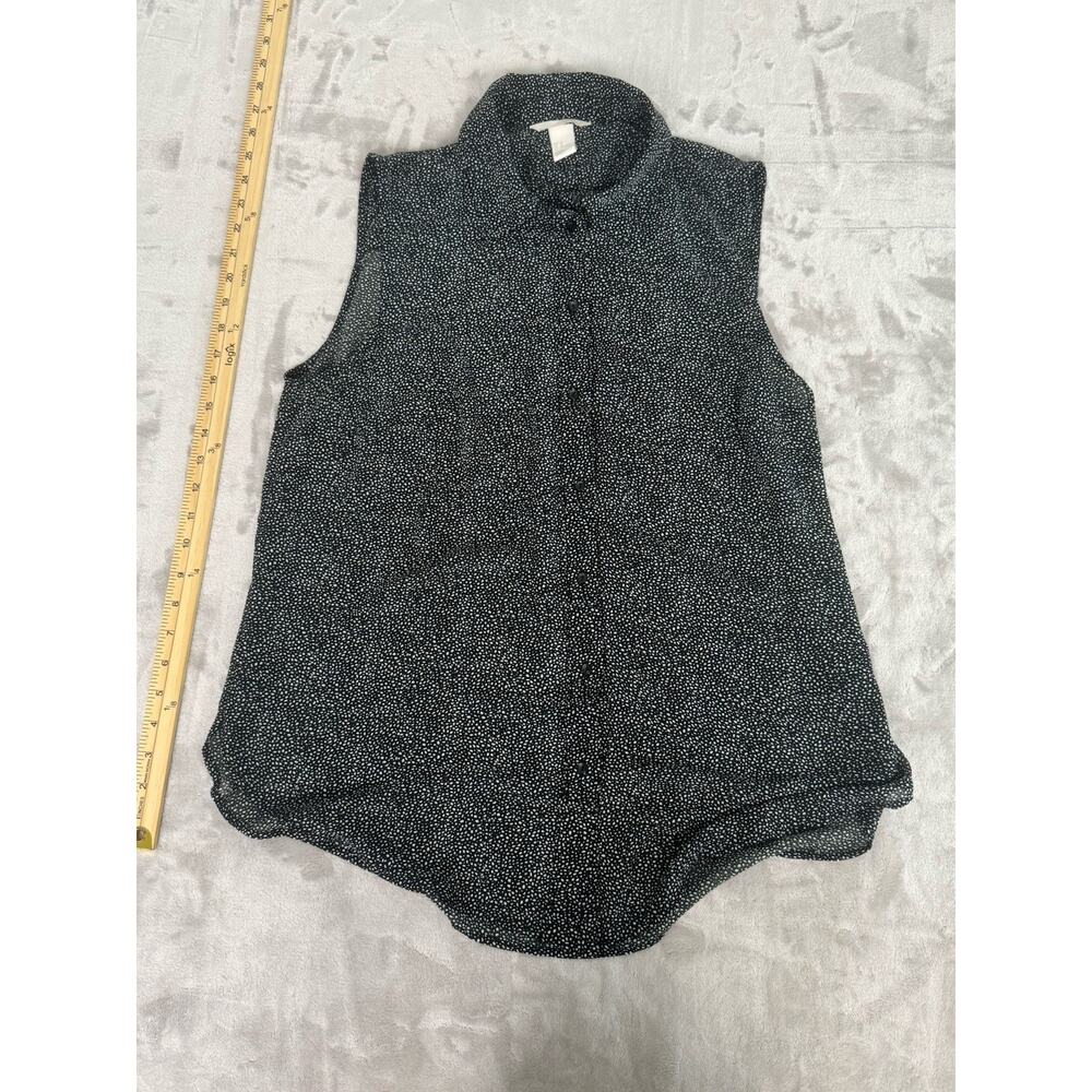 H&M Women's Black Polka Dot Button Front Sleveeless Size 14